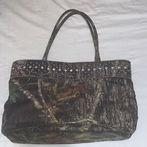 Camouflage Tote Bag with Rhinestone Accents